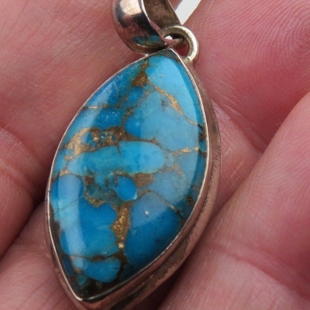 $300  Copper Turquoise Sterling Silver Pendent